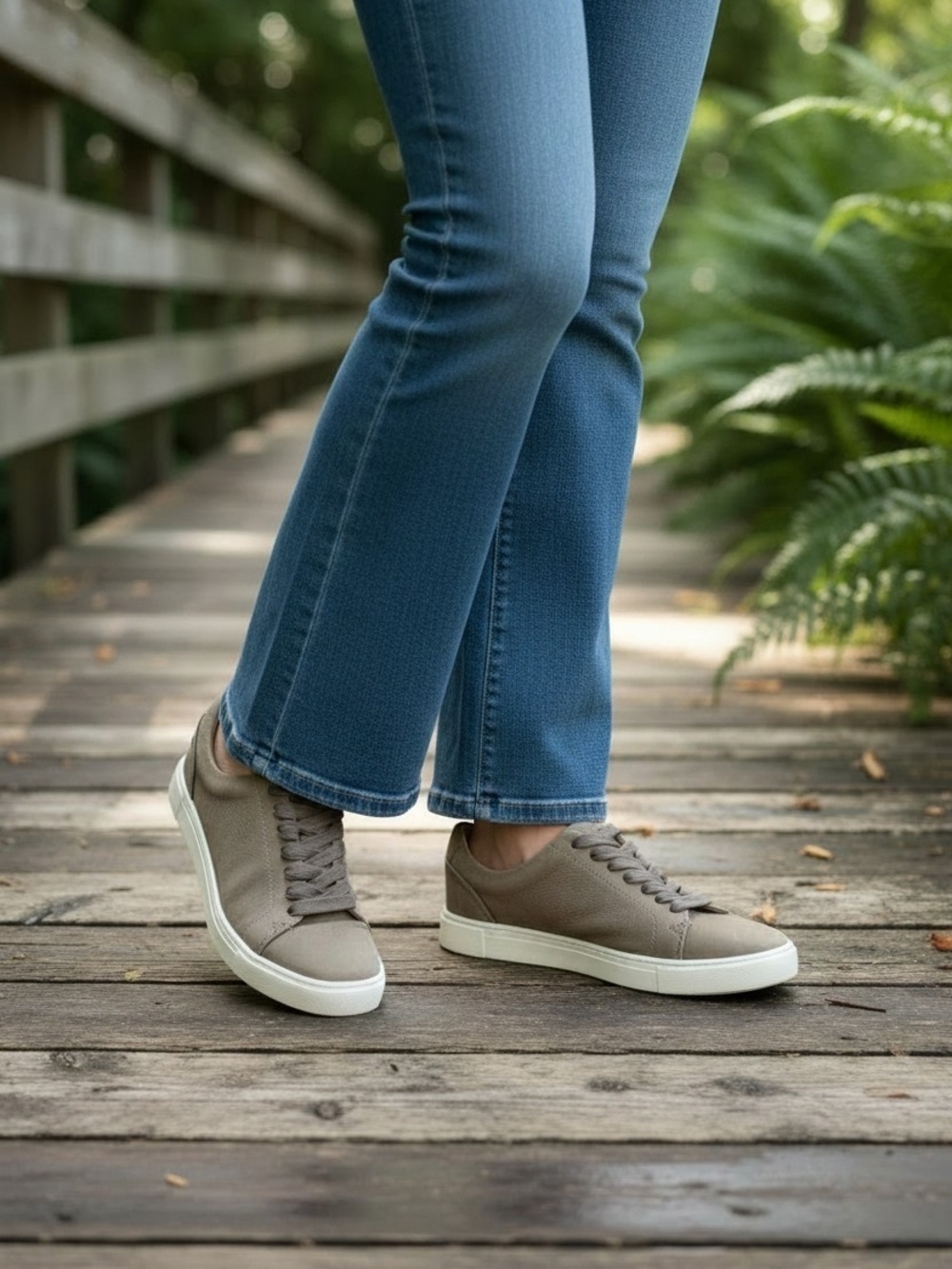 Frye Ivy Low Lace Sneakers in Gray Tumbled Nubuck Leather Women's 8.5 EUC
